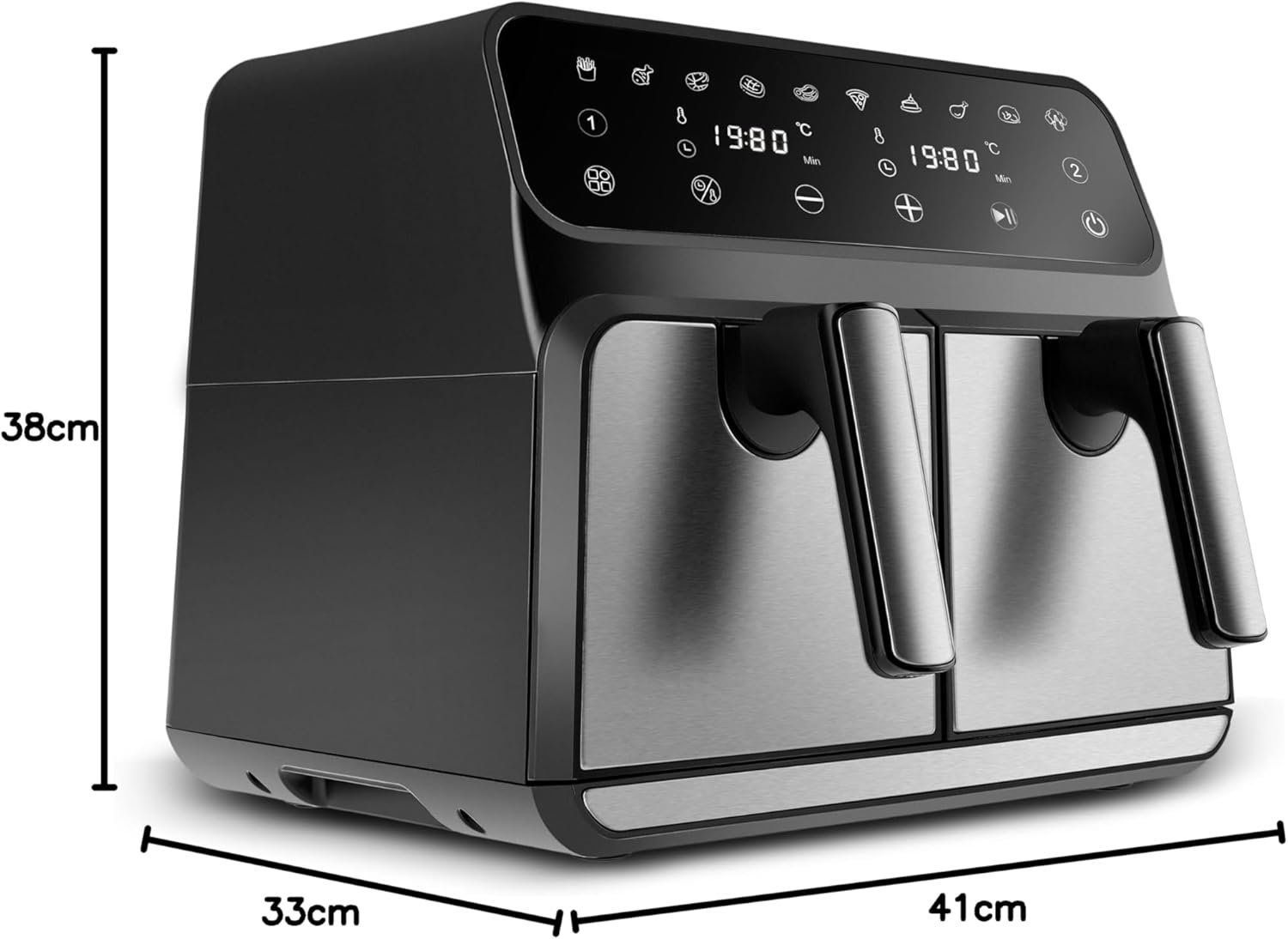 Karaca Multifry XXXL 4+4 Liter digitaler Airfryer mit zwei Kammern - Bild 2