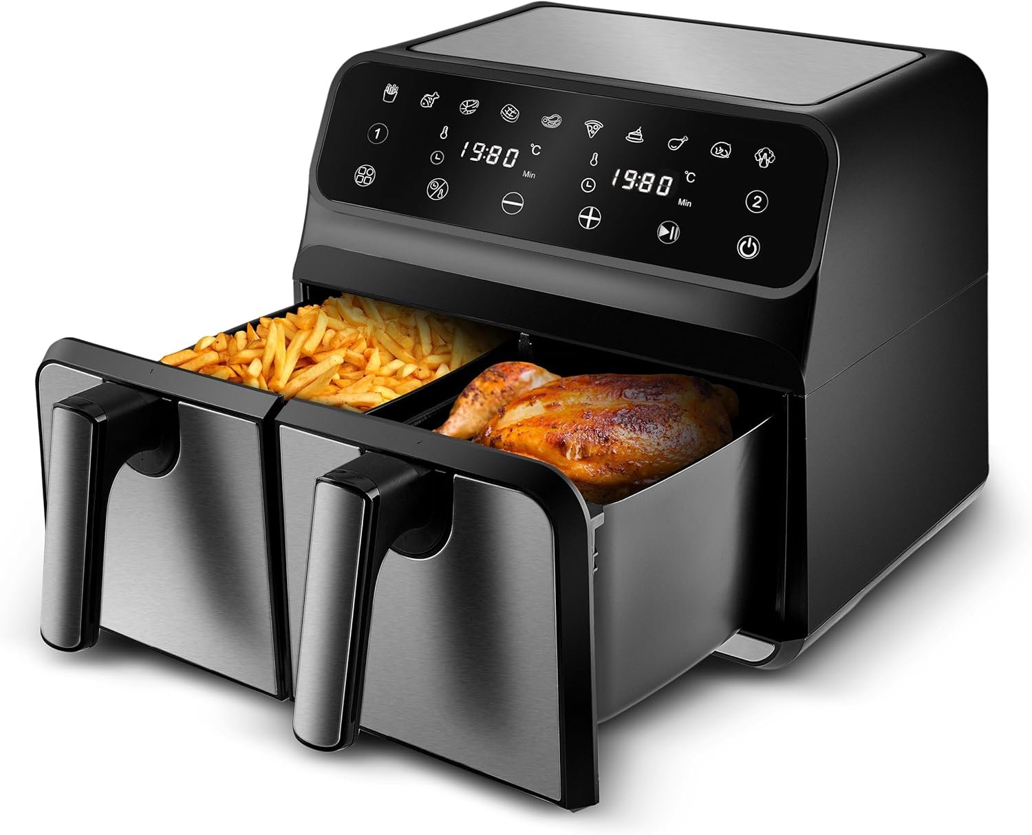 Karaca Multifry XXXL 4+4 Liter digitaler Airfryer mit zwei Kammern - Bild 5
