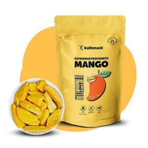Kultsnack Gefriergetrocknete Mango  – Gefriergetrocknete Früchte – Als Snack & für Müslis – Chips ohne Fett – ohne Zuckerzusatz – Süßigkeiten Ersatz