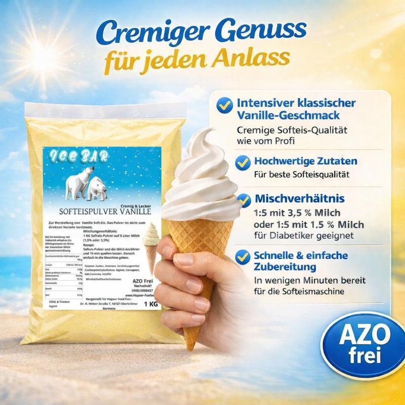 Softeis Pulver 3er Bundle Vanille Schoko Erdbeere Premium Softeismix - Image 5