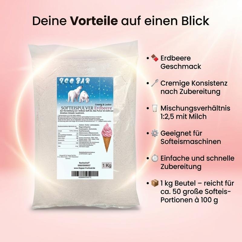 Softeis Pulver 3er Bundle Vanille Schoko Erdbeere Premium Softeismix - Image 2